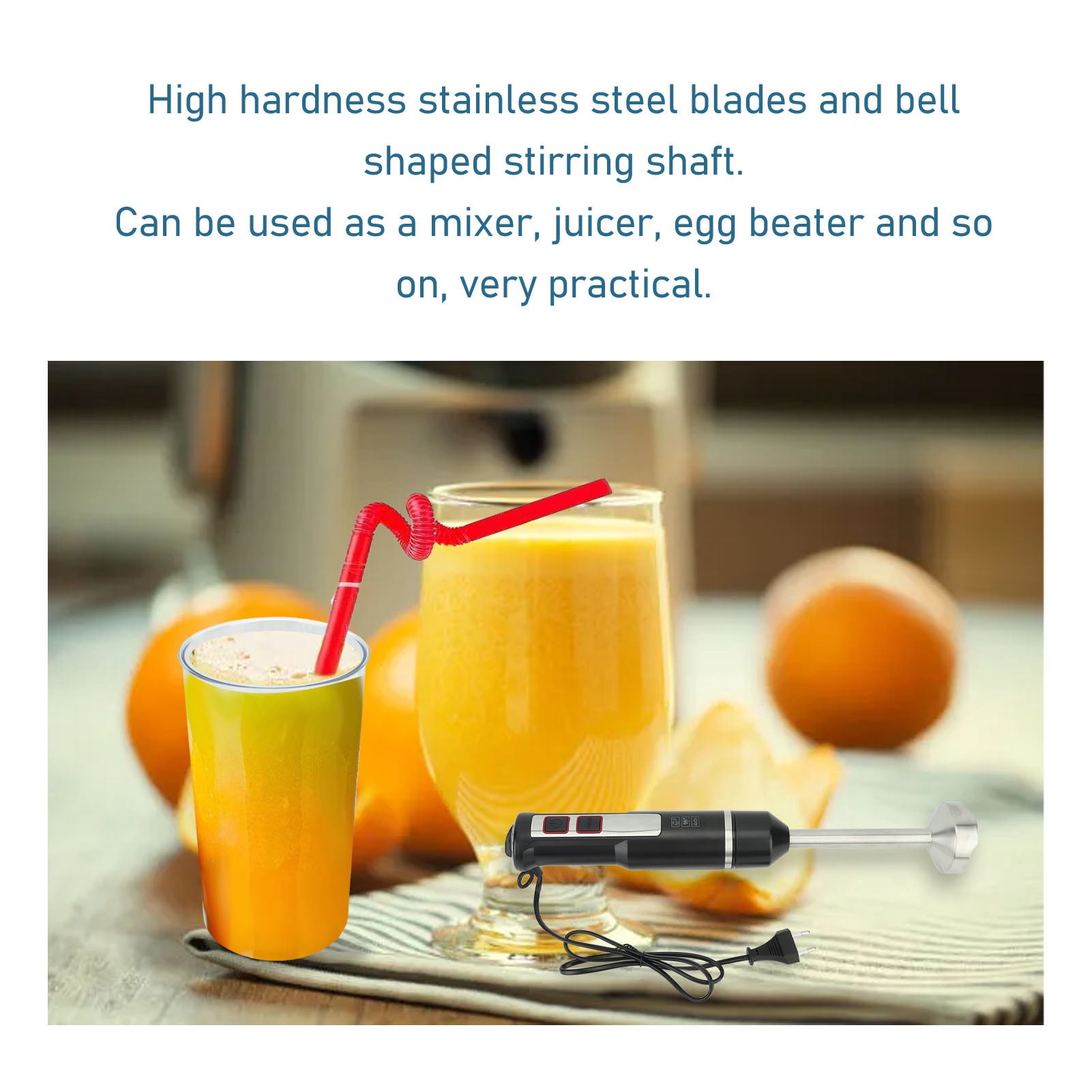YAHHU 1000W Hand Blender Electric Immersion Whisk Mixer Tool for Smoothies and Baby Food, Black