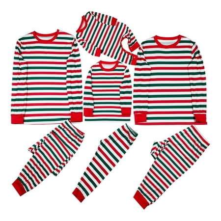 

AOOCHASLIY Family Christmas Pajamas Clearance Plaids & Stripes Xmas Women Mommy Printed Top+Pants Xmas Family Matching Pajamas Set