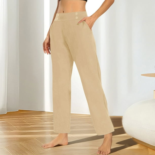 TaTaai Women's Loose Fit Yoga Pants with Pockets High Waist Stretchy Long Pants Casual Athletic Lounge Bottoms Tummy Control Non See Through Relaxed Fit Gift