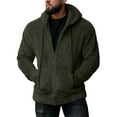 thumbnail image 1 of Hombres Otoño Prendas de abrigo Cremallera Sudadera con cordón Sudaderas con capucha con bolsillos Cárdigan de felpa de manga larga para hombre Chaqueta de invierno de color sólido de ajuste regular, 1 of 2