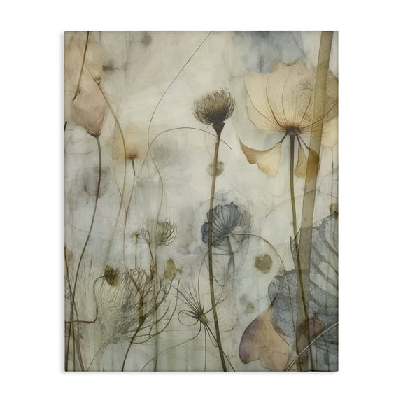 Stupell Industries Subtle Botanicals Pattern Plants & Flowers Painting Wrapped Canvas Art Print Wall Art, 16 x 20