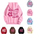 thumbnail image 1 of Pink Graphic Hoodie For Women 2024 Cute Preppy Sweatshirt Long Sleeve Drawstring Pullover Tops With Pockets, 1 of 5