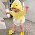 thumbnail image 2 of Faraee Infant Baby Chicken Costume Boys Girls Hatching Duck Romper Outfit Sleeveless Hoodies Jumpsuit with Sock Shoes 3 6 9 12 18 24 Months Yellow, 2 of 9