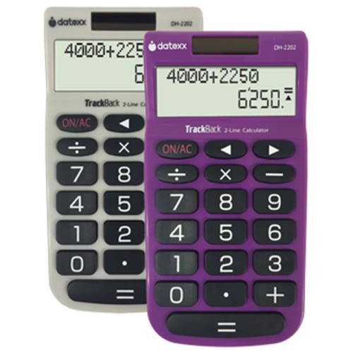 Datexx 2Line TrackBack Handheld Calculator, 2Pack