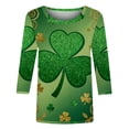 thumbnail image 5 of 3/4 Length Sleeve Tops for Women Oversized CrewneckSt Patricks Day Irish Shamrocks Print Short Sleeve T Shirts Summer Casual Plus Size Round Neck Loose Comfy Tee Shirt, 5 of 8
