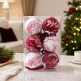 thumbnail image 5 of 2026 Christmas Home Party Decor 8CM Toile Print Fabric Wrapped Christmas Ornaments Balls 6PCS Vintage Chinoiserie Xmas Tree Hanging Decorations With Velvet Ribbon Celebration Party Supplies, 5 of 7
