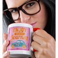 thumbnail image 2 of 3drose, Colorful Enjoy Your Journey Typography with Beetle Car, 11oz Two-tone Red Mug, 2 of 6