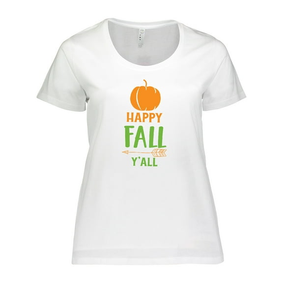 Inktastic Happy Fall Y'all, Pumpkin, Arrow, Fall, Autumn Women's Plus Size T-Shirt