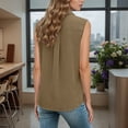 thumbnail image 4 of Curuila Womens Summer Tops Elegant Sleeveless Button Down Solid Color Lapel Casual T Shirt Coffee Size 2Xl, 4 of 7