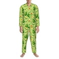 thumbnail image 3 of Fotbe Green Avocado Pijama de Hombre con Estampado de Manga Larga, Conjunto de 2 Piezas, Ropa de Dormir Suave y Cómoda con Bolsillos-Large, 3 of 7