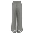 thumbnail image 4 of Women's Cotton Linen Pants, Summer Casual Loose Fit Wide Leg Pants with Elastic Waist, Ankle Patchwork Lace Boho Pants for Daily Wear, Beach, Vacation-Gray, 4 of 5