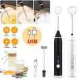 thumbnail image 2 of Electric Milk Frother Handheld Milk Foamer with USB Rechargeable,3 Speeds Mini Milk Foamer Drink Mixer Egg Beater(White), 2 of 6