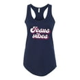 thumbnail image 2 of Wild Bobby, Jesus Vibes Inspirational/Christian Women Racerback Tank Top, Navy, Medium, 2 of 6