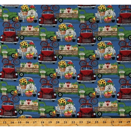 Locally Grown Veggie Delivery Cotton Fabric