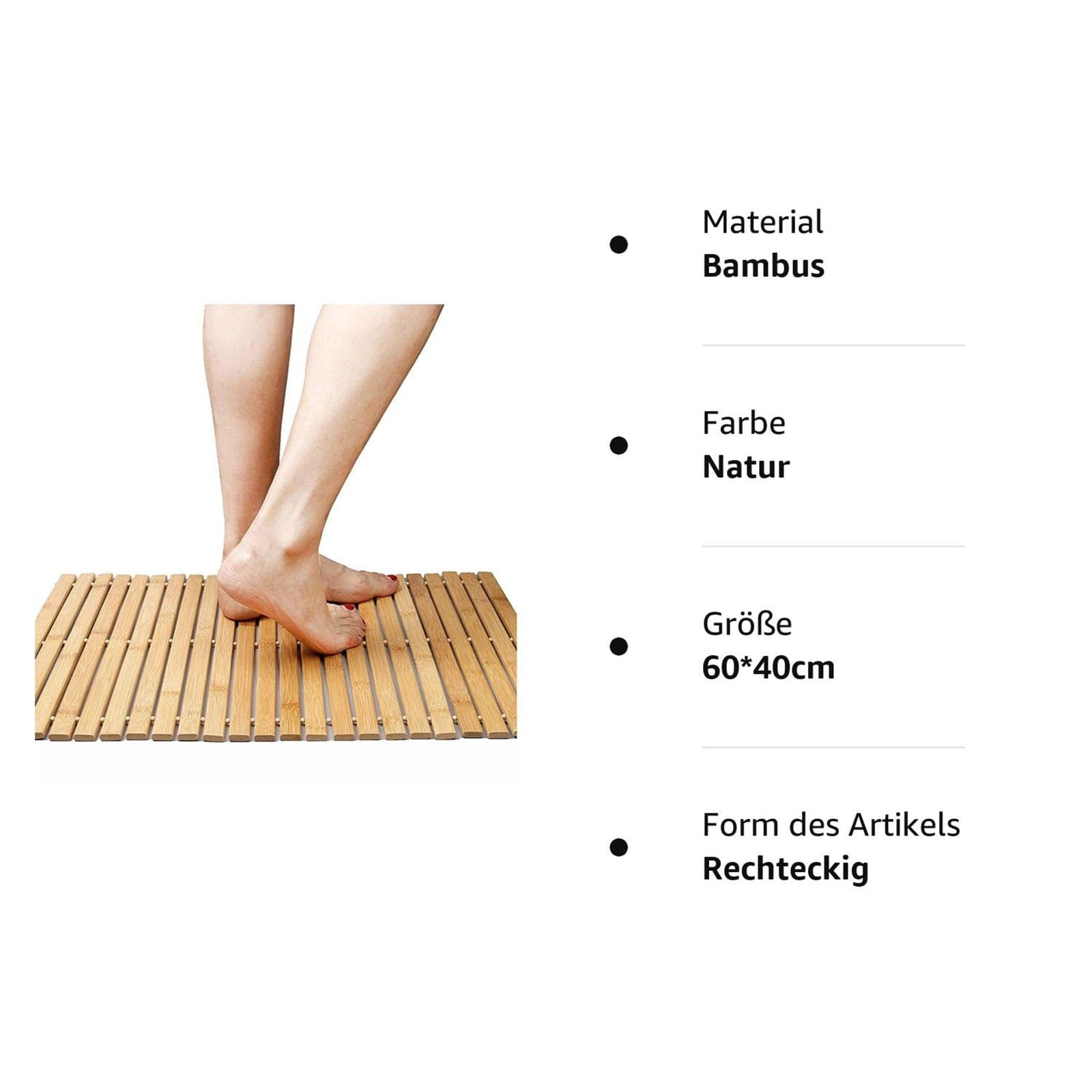 Bamboo Bath Mat Bathroom Rugs Floor Wood Shower Bathtub Waterproof Non Slip Accessories 16x24 Inch Easy to Clean, Natural Bamboo