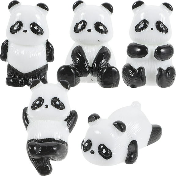 OUNONA 5pcs Mini Figurine Panda Shape Miniature Animal Figurine Resin Mini Panda Statue