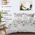 thumbnail image 3 of 3 Piece Eucalyptus Flower Duvet Cover Set Twin Size,Microfiber Comforter/Quilt Cover with Corner Ties and 2 Pillowcases,Sage Green Botanical Boho Leaf Pink All Season Soft Bedding with Zipper Closure, 3 of 8