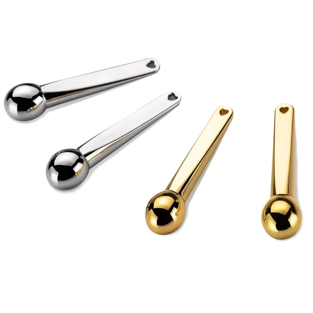 Aplicador de crema para ojos de metal (paquete de 4), rodillo masajeador de suero para ojos, para reducir la hinchazón y masajear (plata y dorada)