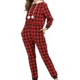 thumbnail image 4 of Sunloudy Women's Pajama, Plaid Jumpsuit Drawstring Hemming One Piece Garment, 4 of 5