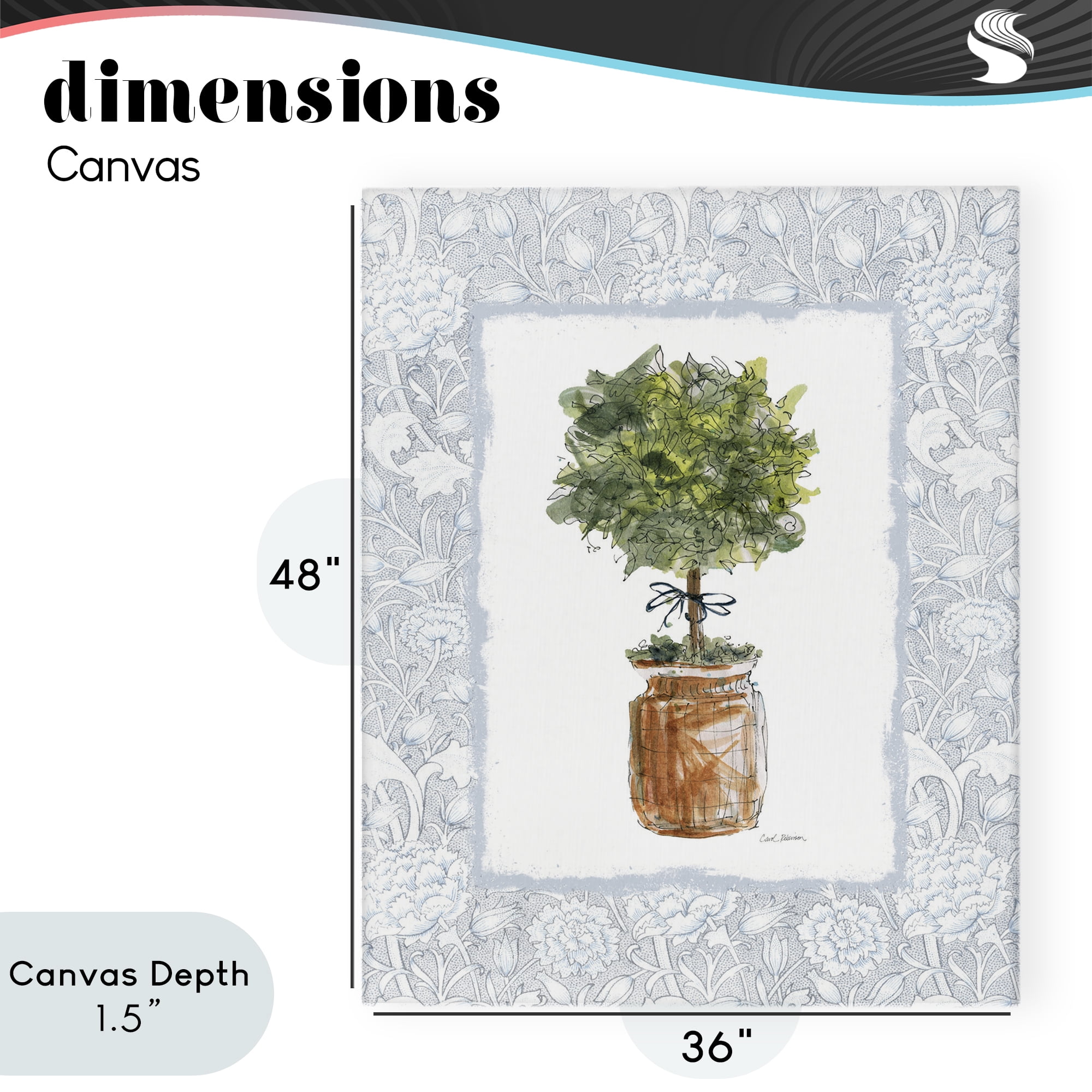 Stupell Industries Potted Topiary with Ribbon Canvas Wall Art, design by Carol Robinson