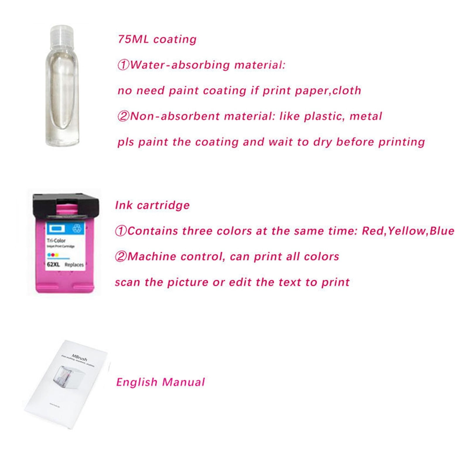 Portable Mobile Color Mini Handheld Printer Tattoo Logo Wireless Bluetooth A4 Inkjet Printer ,Quick-Drying Ink