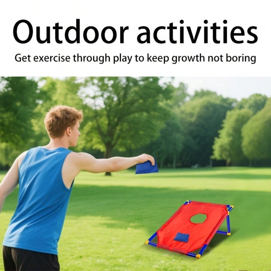 Portable Foldable Cornhole Bean Bag Toss Game Set, Red & Blue Boards with 8 Bean Bags, for Backyard, Beach, Tailgating & Family Outdoor Activities