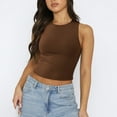 thumbnail image 2 of Women's Solid Color Fashionable Sleeveless Tight Fitted Round Neck Racerback Tank Top For Outerwear, 2 of 2
