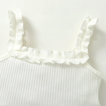 

Aayomet Baby Girl Solid Color Ruffles Ribbed Sleeveless Suspender Tops+Solid Color Shorts+Bowknot 6-12 Month Girl Clothes White 12-18 Months