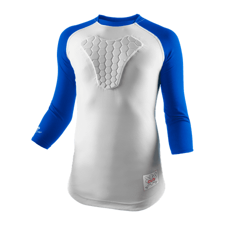 UPC: 0029369145399 | McDavid Hex Sternum 3/4 Shirt Wht/Ryl Youth Medium