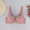 thumbnail image 2 of Full-Coverage Bras Women Solid Underwear Small Breasts Push Up Detachable Double Shoulder Straps Underwire Bra V-Neck Padded Bra Feature Hook and Eye Closure Sport Bra Style Y-57 , Pink-a L, 2 of 8