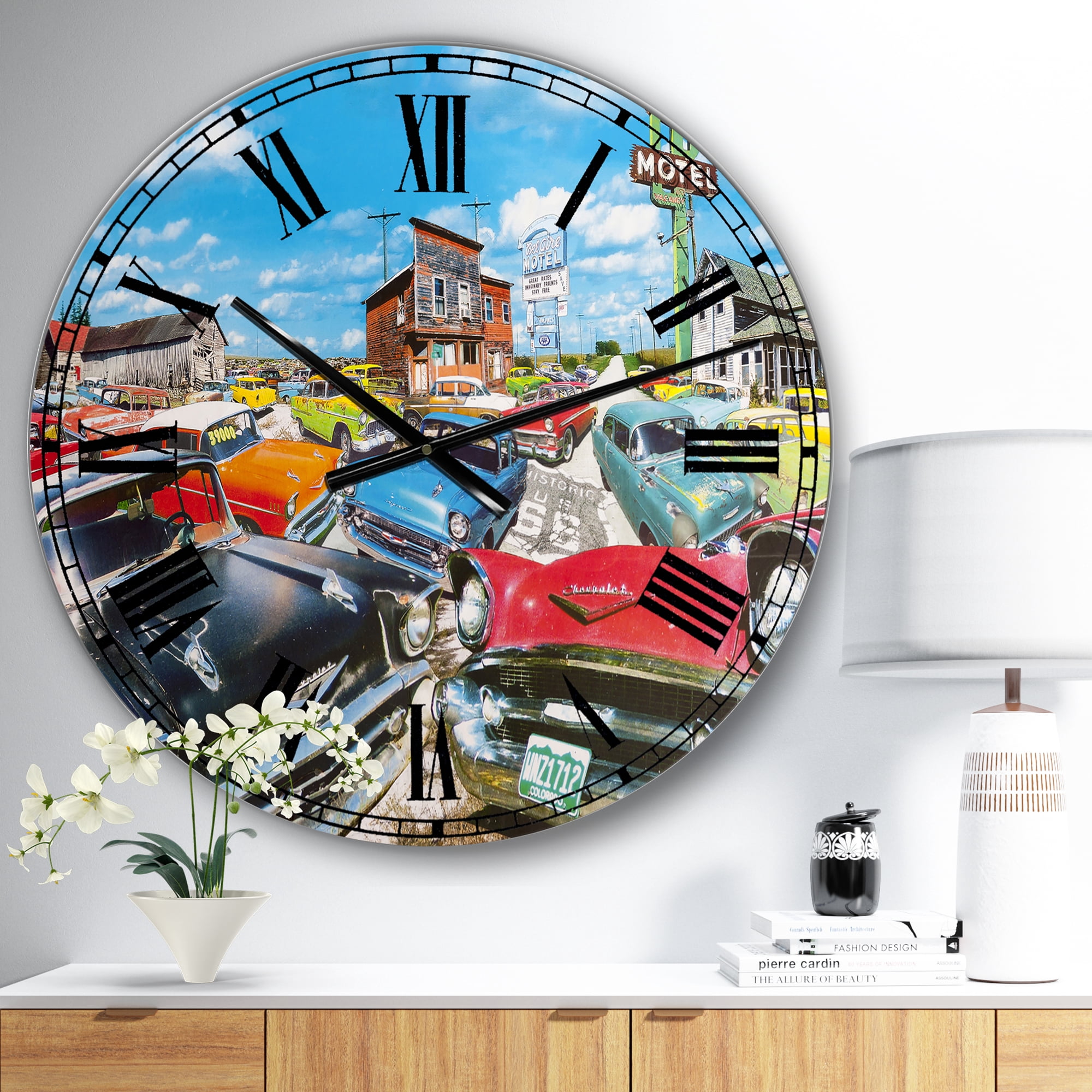 Designart Oversized Multicolor Analog Round Modern Wall Clocks, CLM25491-C23