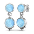 thumbnail image 3 of 6mm Round Shape Larimar 925 Sterling Silver Dangle Valentines Day Gifts Women Earring Bohemian Jewelry, 3 of 5