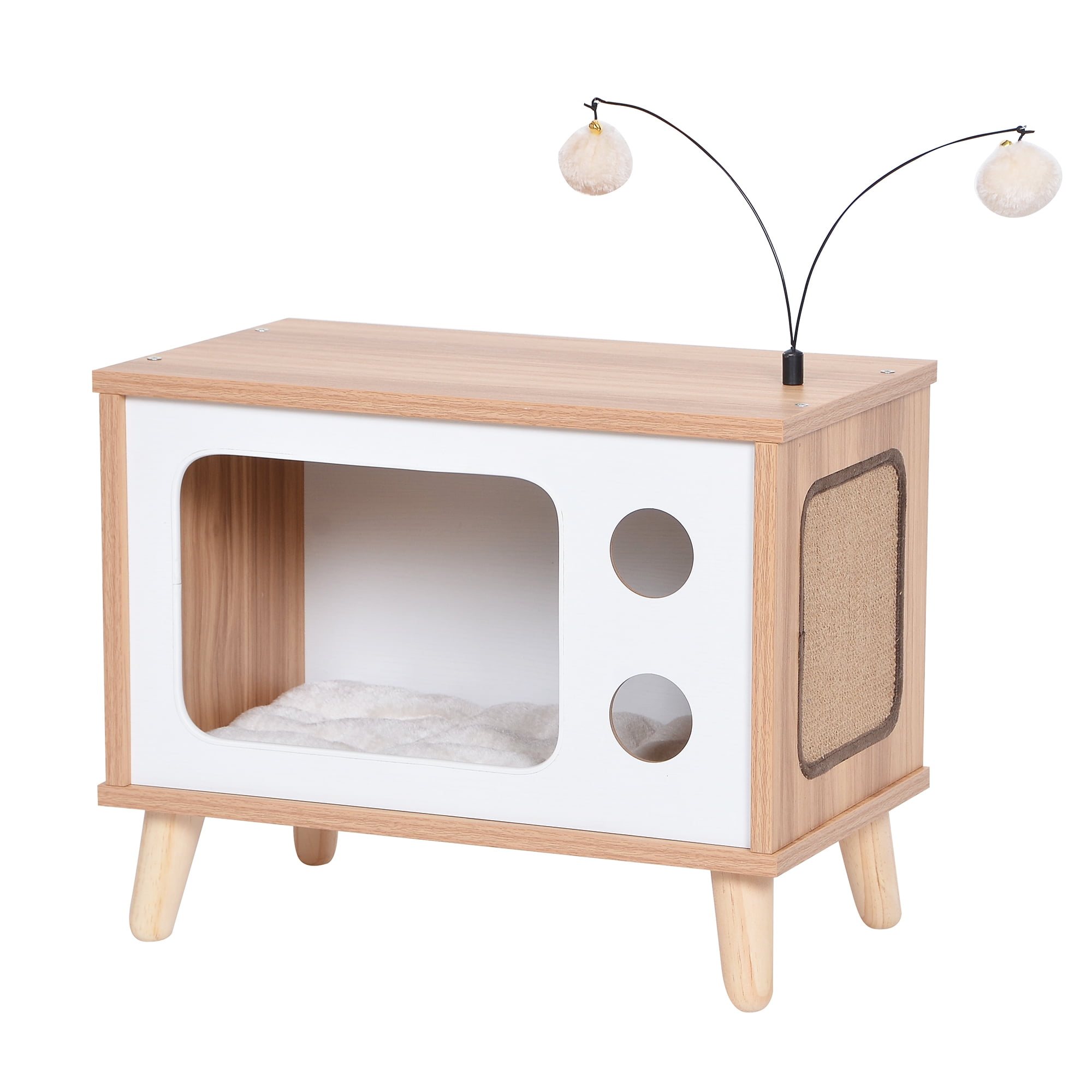 Vibrant Life PurrView Retro TV Cat Condo with Jute Scratching Pad