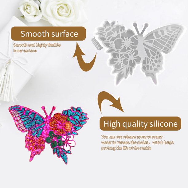 Moldes de posavasos de silicona para bricolaje - Moldes de silicona de resina y artesanía (mariposa) Ndcxsfigh Nuevos Originales