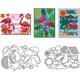 thumbnail image 1 of Troqueles metálicos de Flamingo Forest para hacer tarjetas con temática veraniega. Troqueles de corte de sandía, hojas tropicales y sol. Plantillas de repujado de acero al carbono., 1 of 9