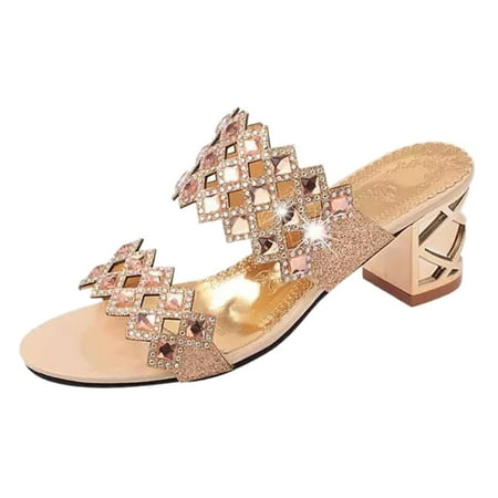 

Qufokar Boot for Women Snow Warm Beach Sandals for Women Wedge Women Sandals Sequin Beads Slippers Sandals Thick Heel One Foot Open Toe Fish Mouth Sandals Casual Fashion Sandals