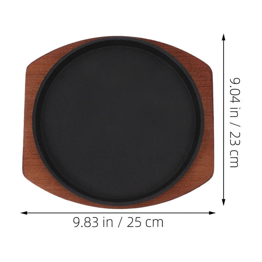 Phenofice Round Wooden Base Grill Pan Set for Barbecue Cooking, Assorted Color Tray for Outdoor and Indoor Use