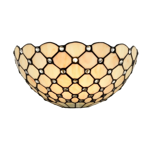 Claxy Tiffany Style Wall Sconce with Beige Stained Glass Shade