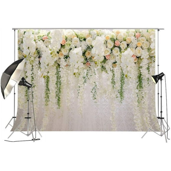Wedding Photography Backdrop 210x150cm Bridal Shower Backdrop White Wisteria Flower Design
