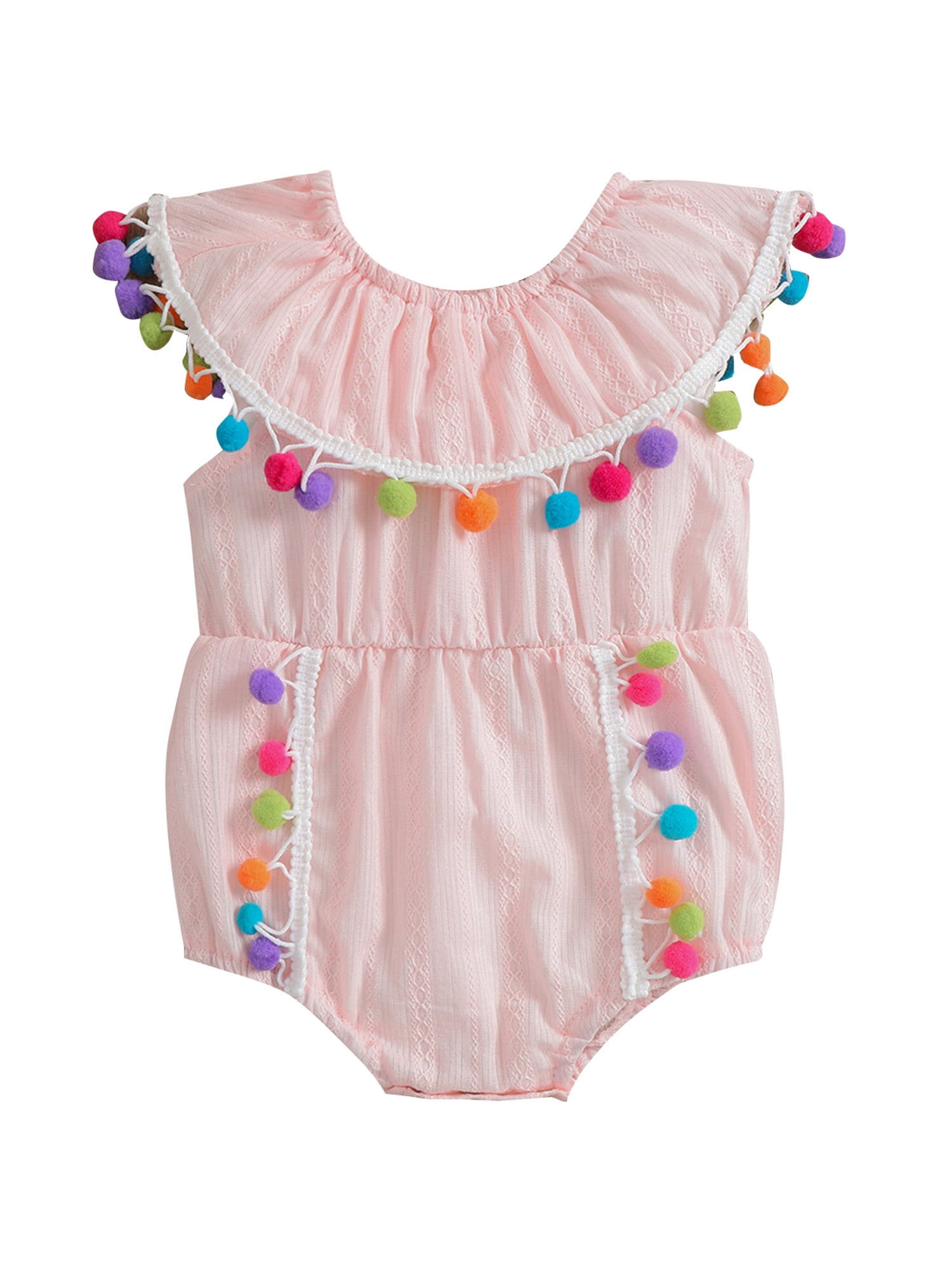 Summer Baby Girls Bodysuit Princess Tassel Sleeveless Clothes Jumpsuit Romper 
