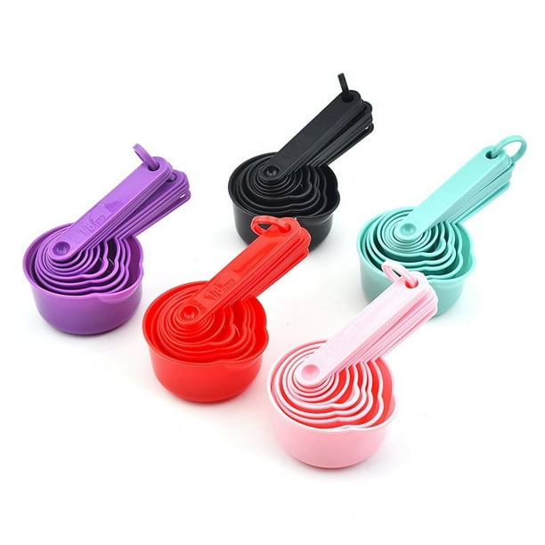 Juego de 5 Tazas y Cucharas Medidoras (11 Piezas/Juego), Cucharas Medidoras de PláStico Apilables para Ingredientes Secos y LíQuidos