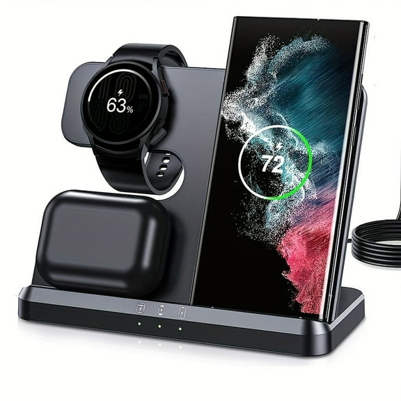 for 3in 1 Fast Wireless Charger Station EPP for Galaxy S24 Ultra S23 S22 Fold5 Flip5 for Galaxy Watch 6 5 4 Classic Pro for Buds 3 2 Pro FE Charging Pad Dock Stand with Cooling Fan Fast Charging