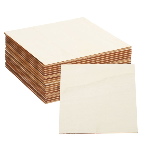 20pcs Cuadrados de Madera Sin Terminar 5" x 5" x 0.1" Rodajas de Madera Naturales Recortes Azulejos para Manualidades DIY