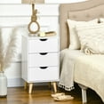 thumbnail image 2 of HOMCOM Table de Nuit, Table de Chevet avec 3 Tiroirs, Pattes en Bois, Blanc, 2 of 10