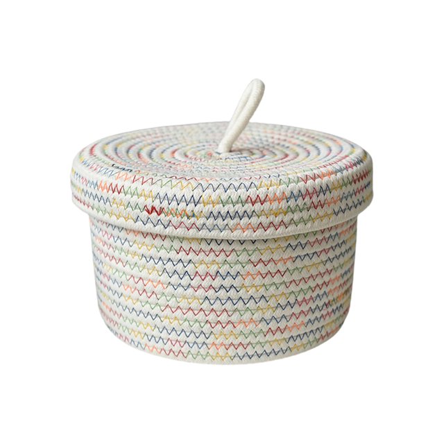 Panier de Rangement Boîte de Rangement pour Encombrement de Bureau Design Simple et Unique Tissage Coton pour Paniers Décoratifs de Maison