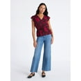 thumbnail image 3 of Time and Tru Women's Peplum Top with Flutter Sleeves, Sizes XS-XXXL, 3 of 6