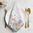thumbnail image 2 of Blue Beige Coastal Cloth Napkins, Beach Starfish Summer Eucalyptus Retro Washable and Reusable Dinner Napkins Set of 8, Table Napkin for Kitchen Party Birthday Wedding Hotel Housewarming 20"x20", 2 of 9