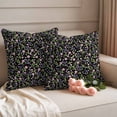 thumbnail image 2 of Pastoral Flower Pillow Covers 2 Pack Pink Flower Leaf Black Background Pillowcase Waterproof Outdoor Throw Pillow Cover for Patio Garden Square Cushion 18”x18”, 2 of 9