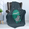 thumbnail image 4 of Cookie Soft Flannel Fleece Throw Blanket, Cartoon Monster with Sharp Teeth Biting Nursery, Cozy Plush for Indoor and Outdoor Use, 60" x 80", Slate Blue Sea Green, by Ambesonne, 4 of 5