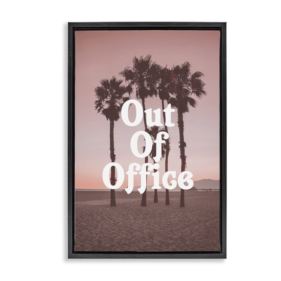 Stupell Industries Pink Tropical Out Of Office Black Framed Floater Canvas Wall Art, design by Lil' Rue